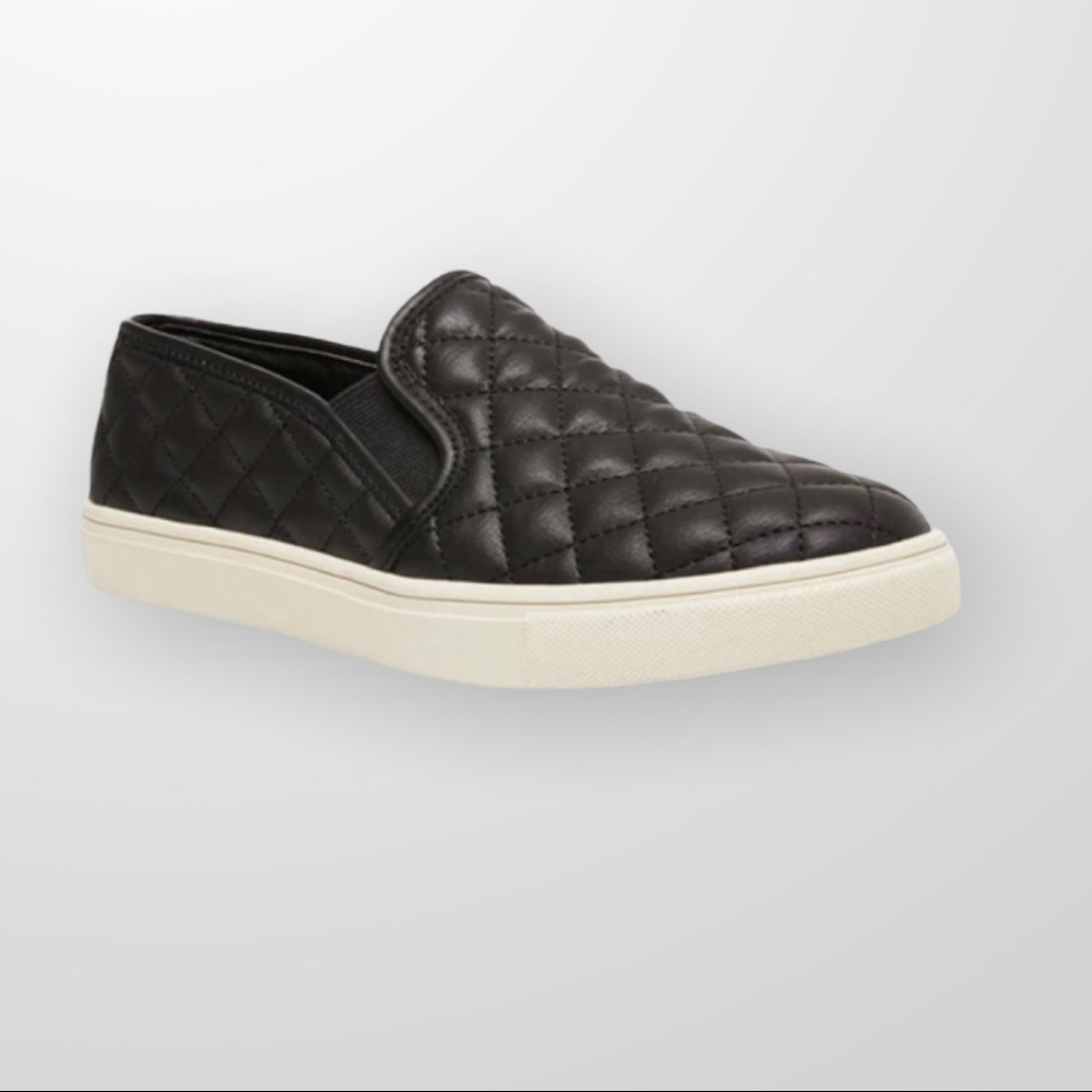 Women’s Shoes Steve Madden Ecentrcq Black Quilted Slip On Platform Sneaker 8.5